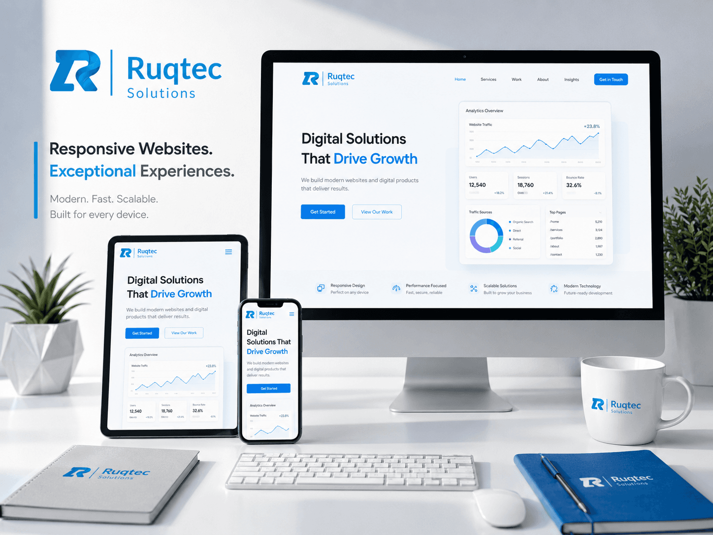 Responsive website and web portal mockup for a business organization