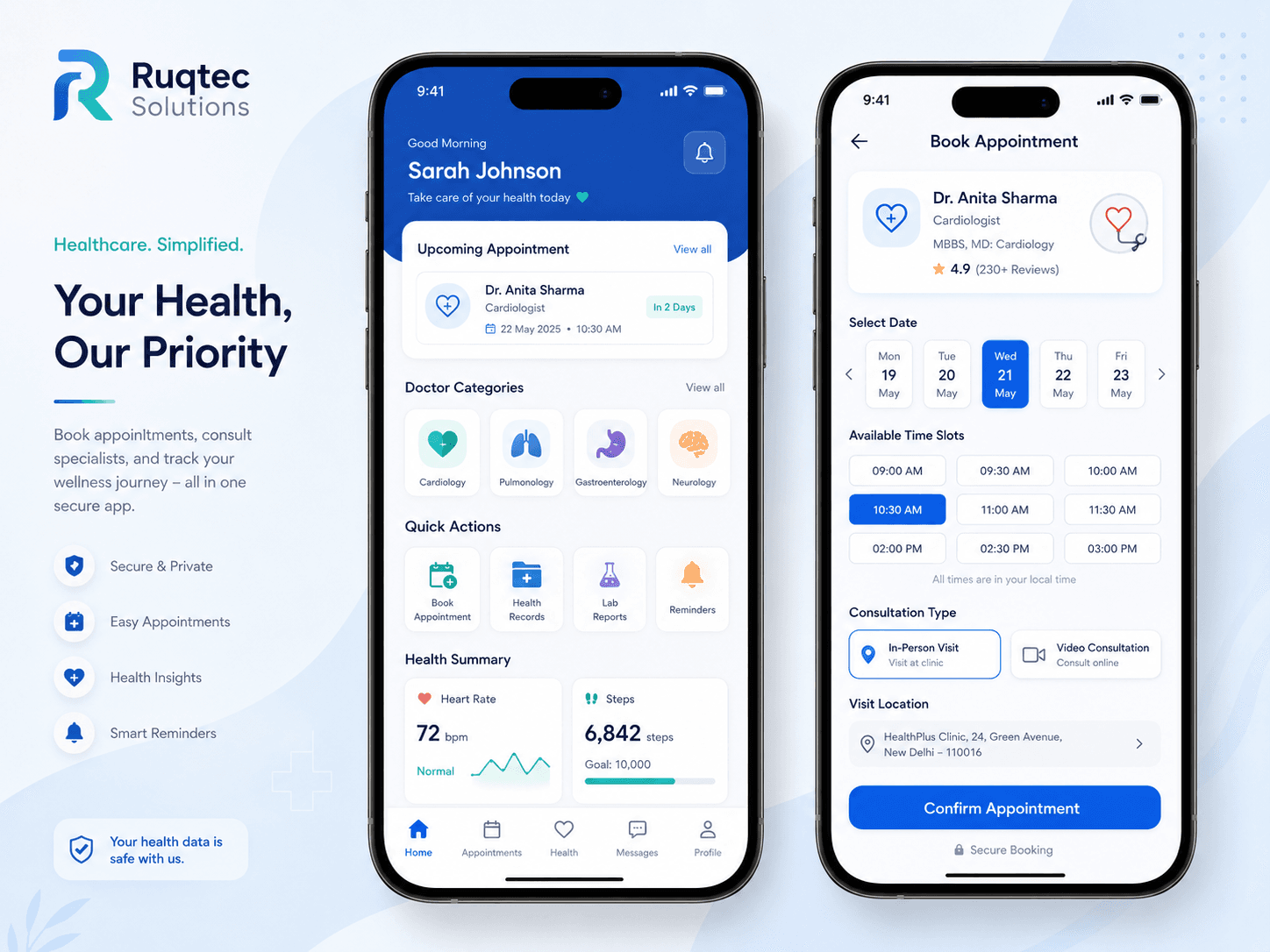 Mobile application interface mockup for customer or member services